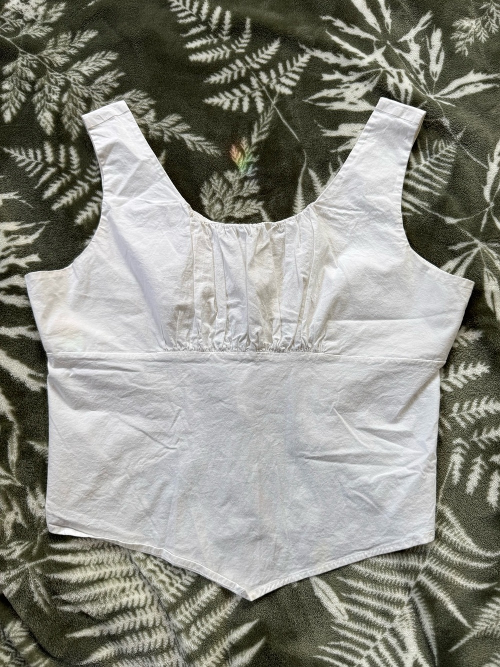 Vintage Tangents white cotton tie back handkerchief hem milkmaid top large